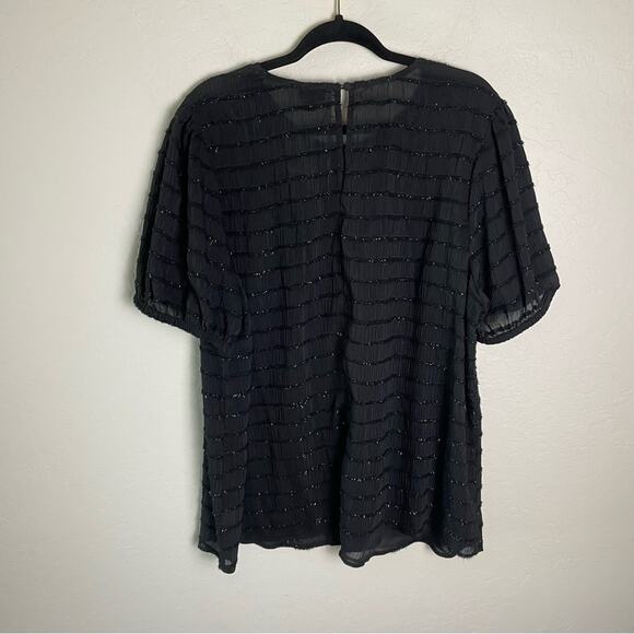 Torrid Black Abbey Lurex Chiffon Puff Short Sleeve Top 2X NWT 19132800 - Picture 7 of 13